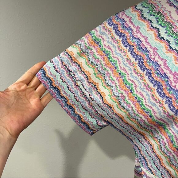 BCBGMaXaZRia Colorful Striped V-Neck short sleeve Dress size medium - Picture 4 of 12